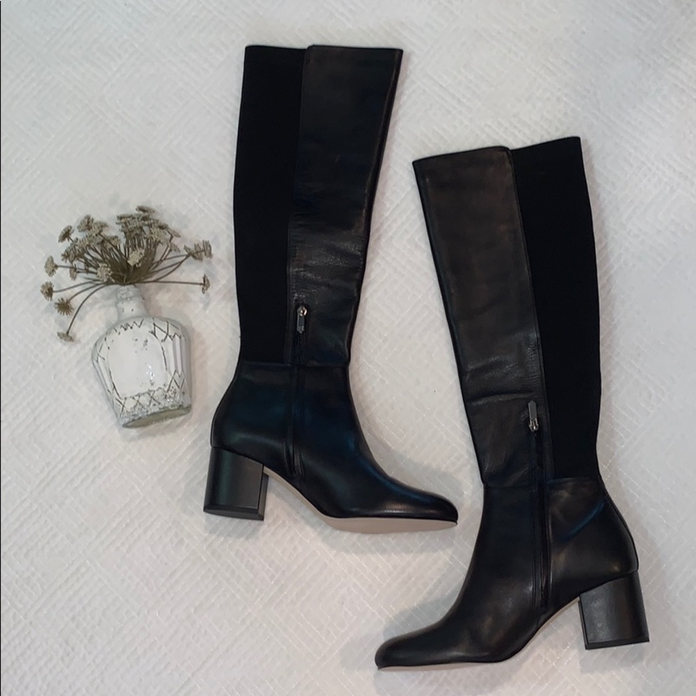 🦋 Sam Edelman Valda Black Leather Knee High Boots